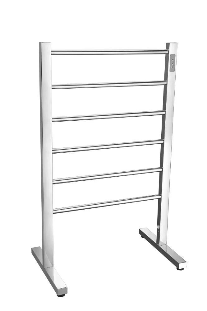 ANZZI Polished Chrome Plug-In Freestanding Towel Warmer, 21.85 x 13.98 x 35.24 in, Kiln Series 6-Bar - Image 9
