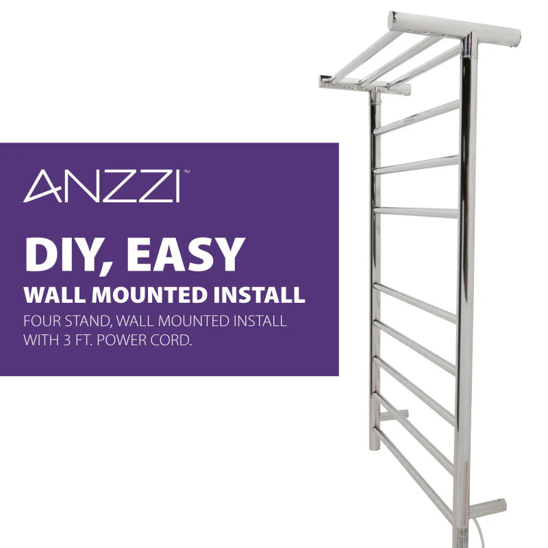 ANZZI Eve 8-Bar Matte Black Plug-In Wall Mounted Electric Towel Warmer with Top Shelf, 23.62 x 9.53 x 39.09 in - Image 10