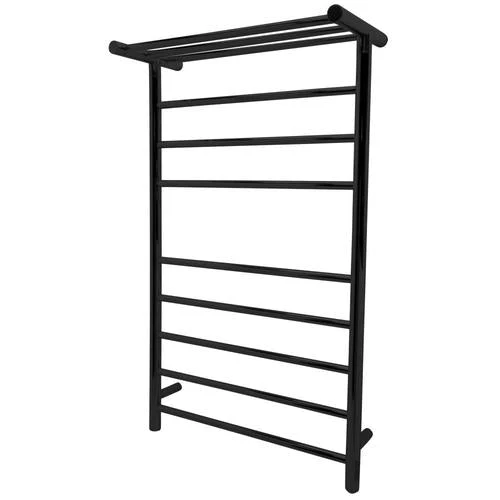 ANZZI Eve 8-Bar Matte Black Plug-In Wall Mounted Electric Towel Warmer with Top Shelf, 23.62 x 9.53 x 39.09 in - Image 2
