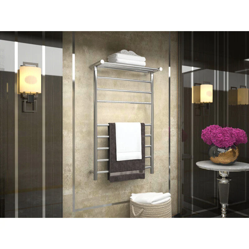 ANZZI Eve 8-Bar Matte Black Plug-In Wall Mounted Electric Towel Warmer with Top Shelf, 23.62 x 9.53 x 39.09 in - Image 4