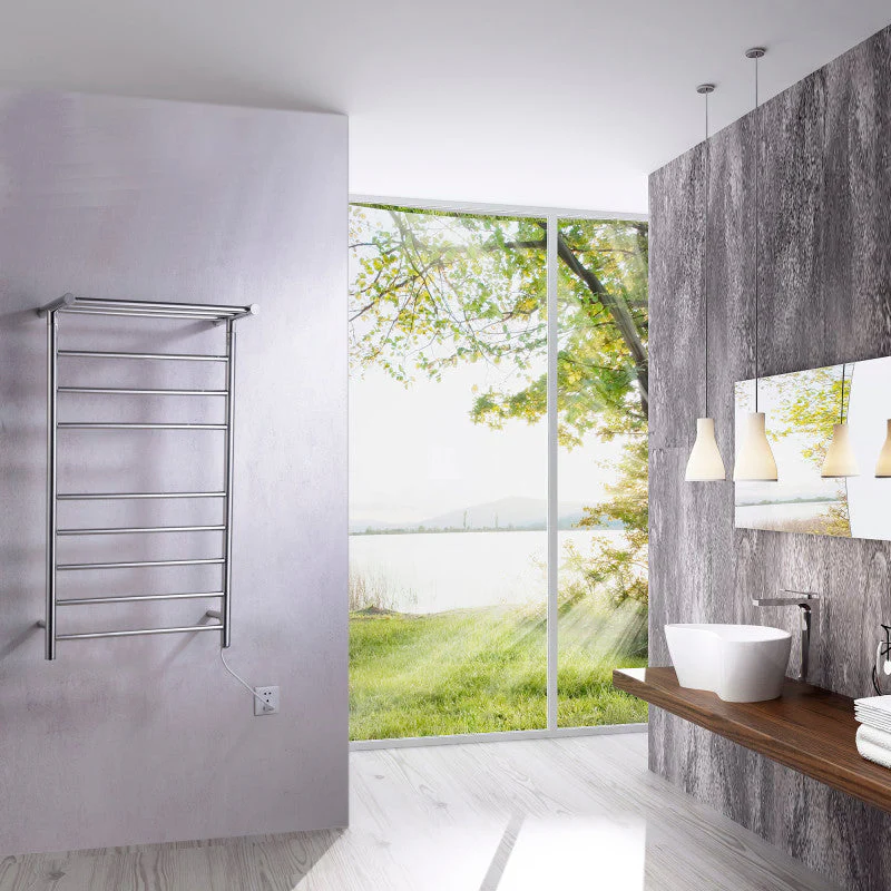 ANZZI Eve 8-Bar Matte Black Plug-In Wall Mounted Electric Towel Warmer with Top Shelf, 23.62 x 9.53 x 39.09 in - Image 5