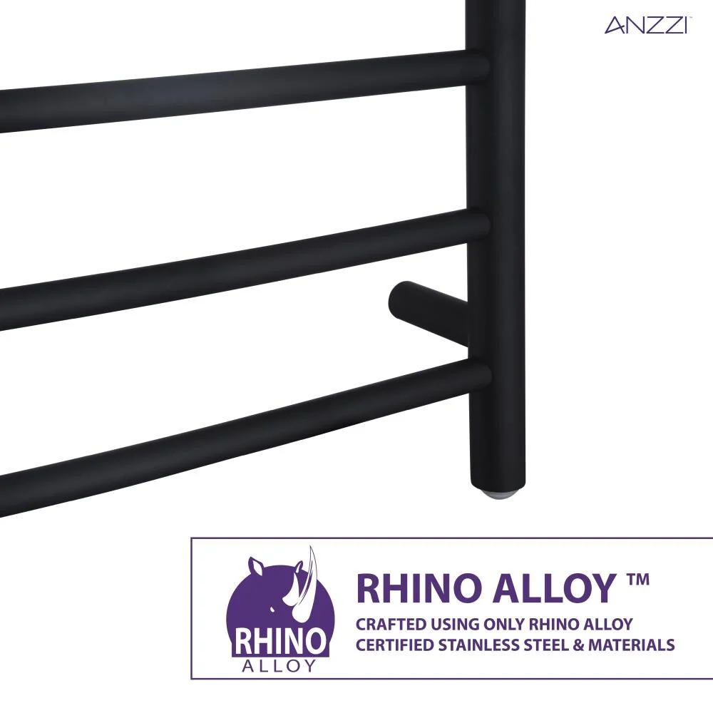 ANZZI Gown 7-Bar Matte Black Plug-In Wall-Mount Towel Warmer, 23.6 in W x 31.5 in H - Image 6