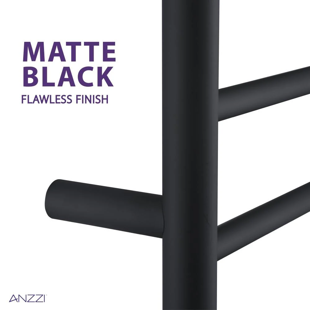 ANZZI Gown 7-Bar Matte Black Plug-In Wall-Mount Towel Warmer, 23.6 in W x 31.5 in H - Image 7