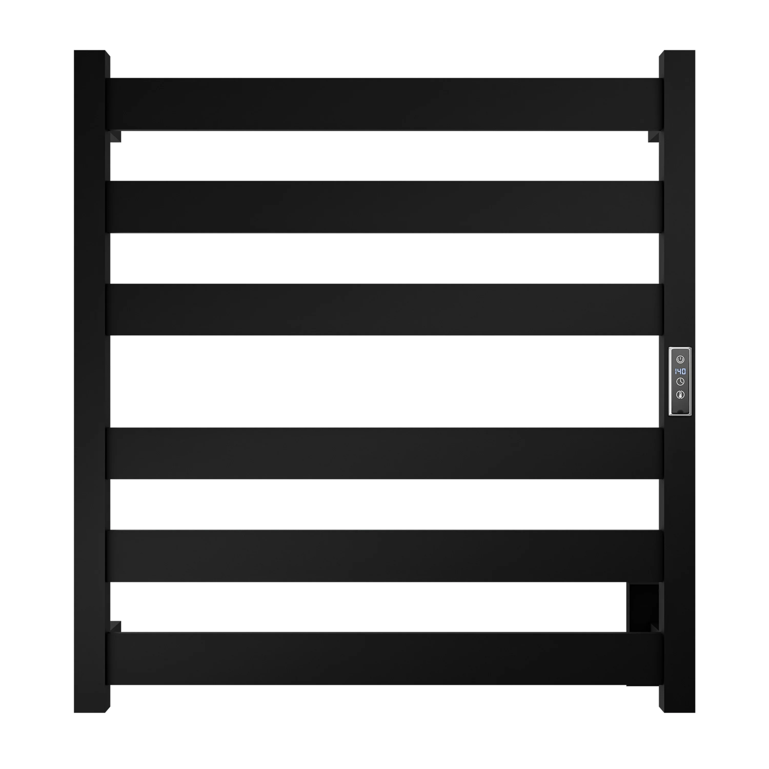 ANZZI Note 6-Bar Matte Black Plug-In Wall Mounted Towel Warmer, 23.675 in W x 4.125 in D x 25.2 in H - Image 3