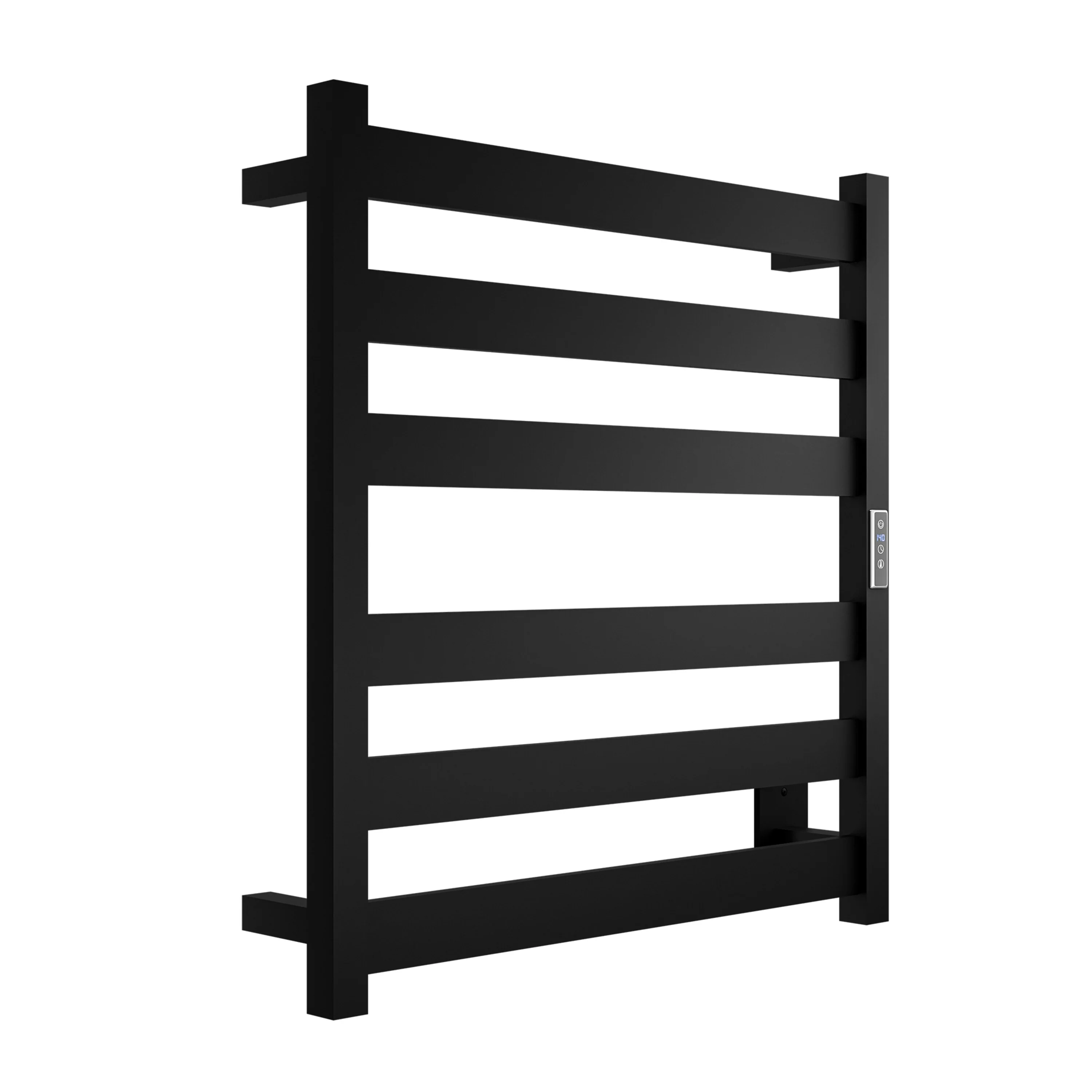 ANZZI Note 6-Bar Matte Black Plug-In Wall Mounted Towel Warmer, 23.675 in W x 4.125 in D x 25.2 in H - Image 4