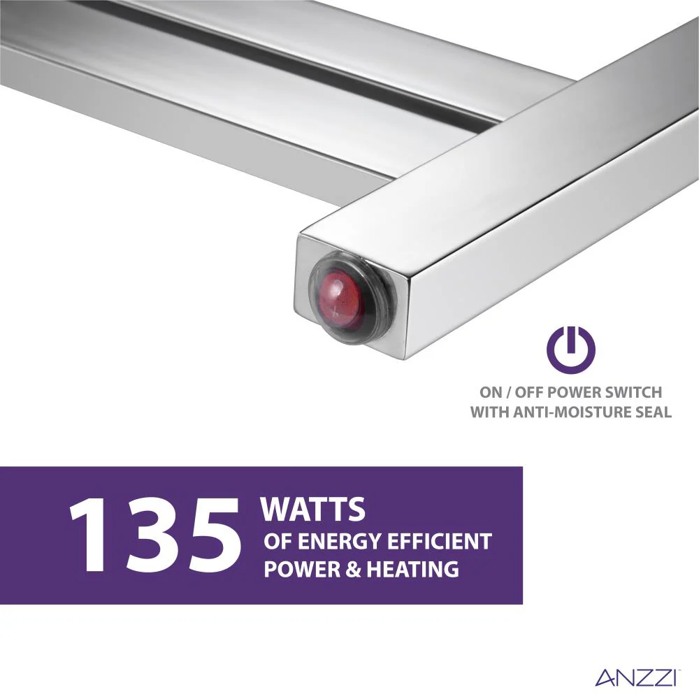 ANZZI Polished Chrome Plug-In Wall-Mount Towel Warmer, 20.47 x 4.134 x 34.25 in - Image 5