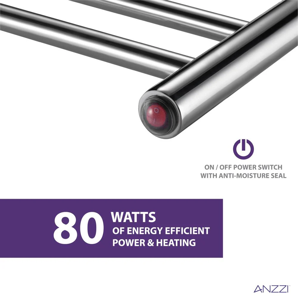 ANZZI Polished Chrome Plug-In Wall Mount Towel Warmer, 20.08 x 4.41 x 31.5 in, 80W - Image 5
