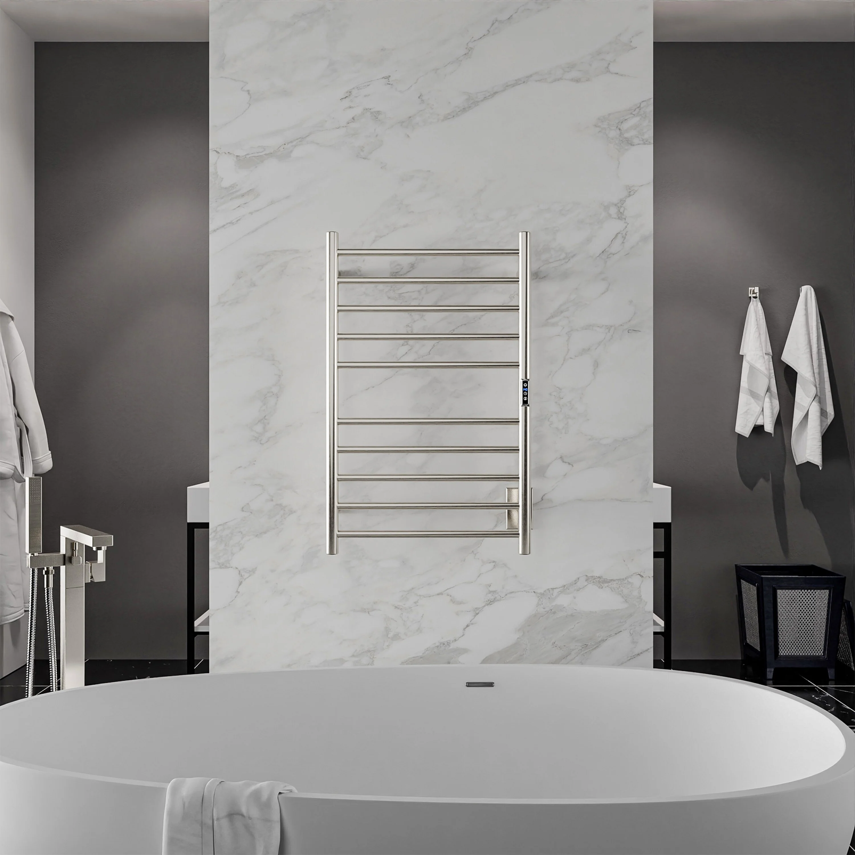 ANZZI Brushed Nickel Plug-In Wall Mount Towel Warmer, 20.08 W x 31.5 H x 4.41 D - Image 6