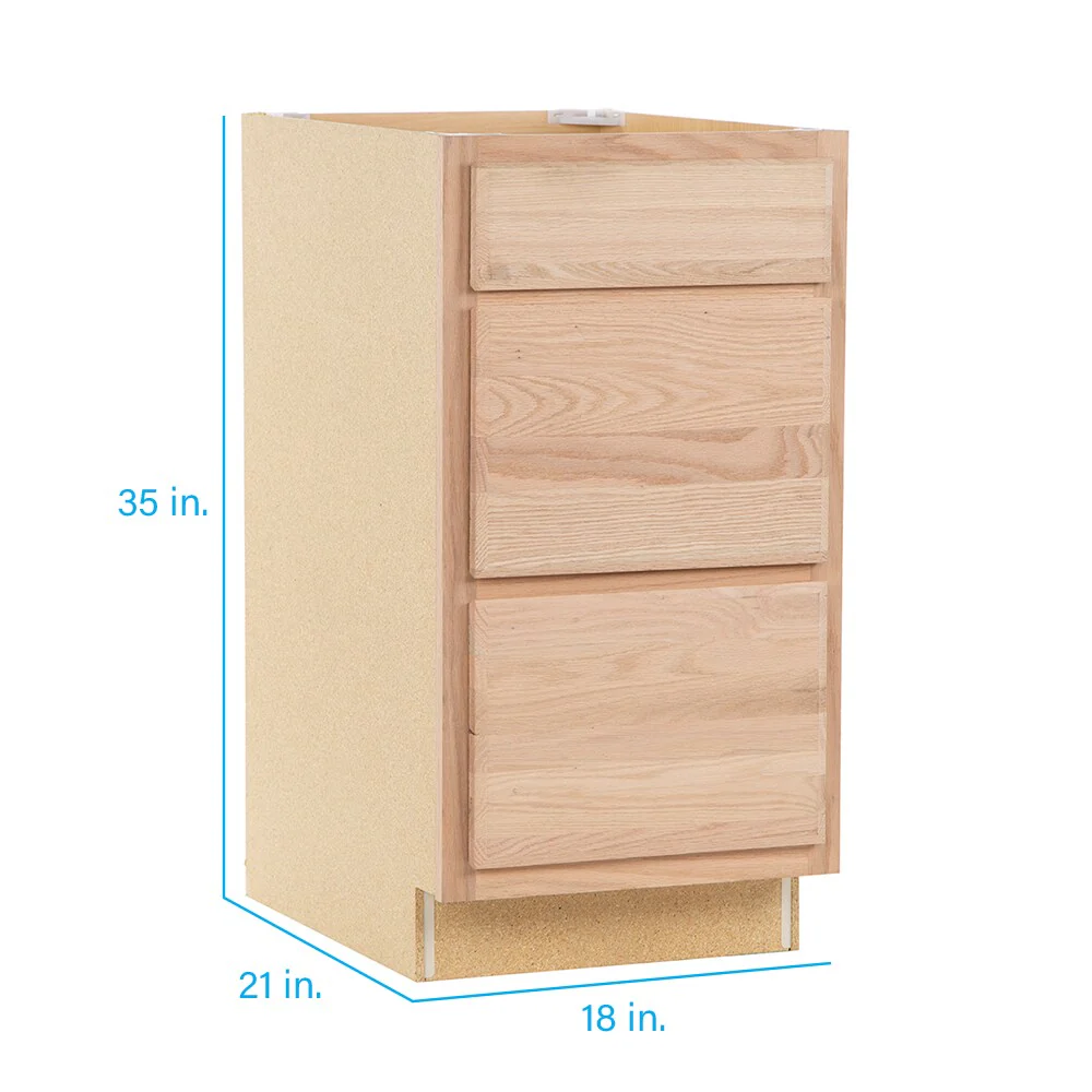 Project Source Ready to Finish 18-in W x 35-in H x 21-in D 3-Drawer Freestanding Cabinet Bank, Natural Rustic Oak - Image 12