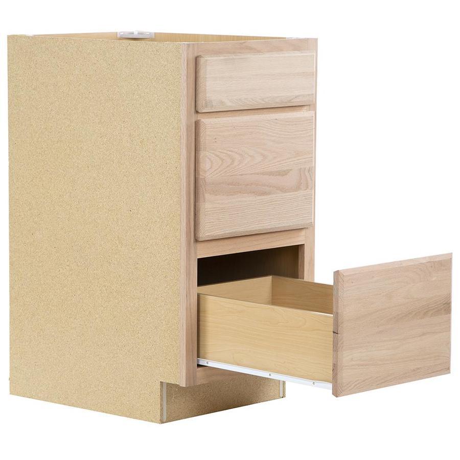 Project Source Ready to Finish 18-in W x 35-in H x 21-in D 3-Drawer Freestanding Cabinet Bank, Natural Rustic Oak - Image 3