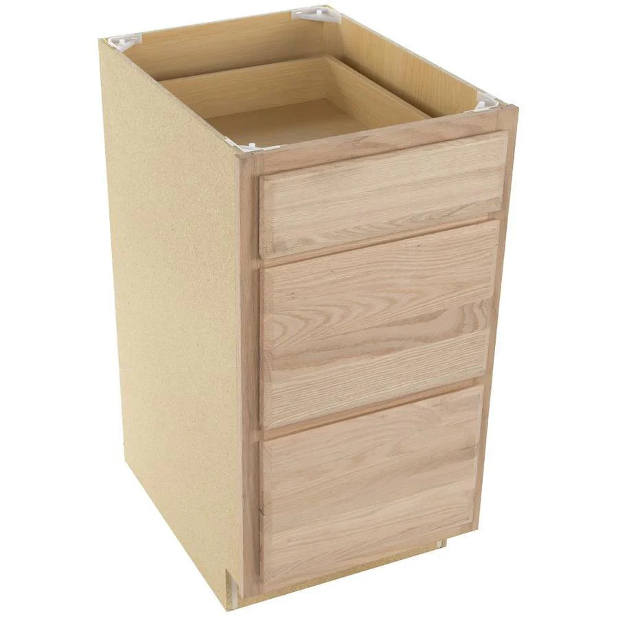 Project Source Ready to Finish 18-in W x 35-in H x 21-in D 3-Drawer Freestanding Cabinet Bank, Natural Rustic Oak - Image 4