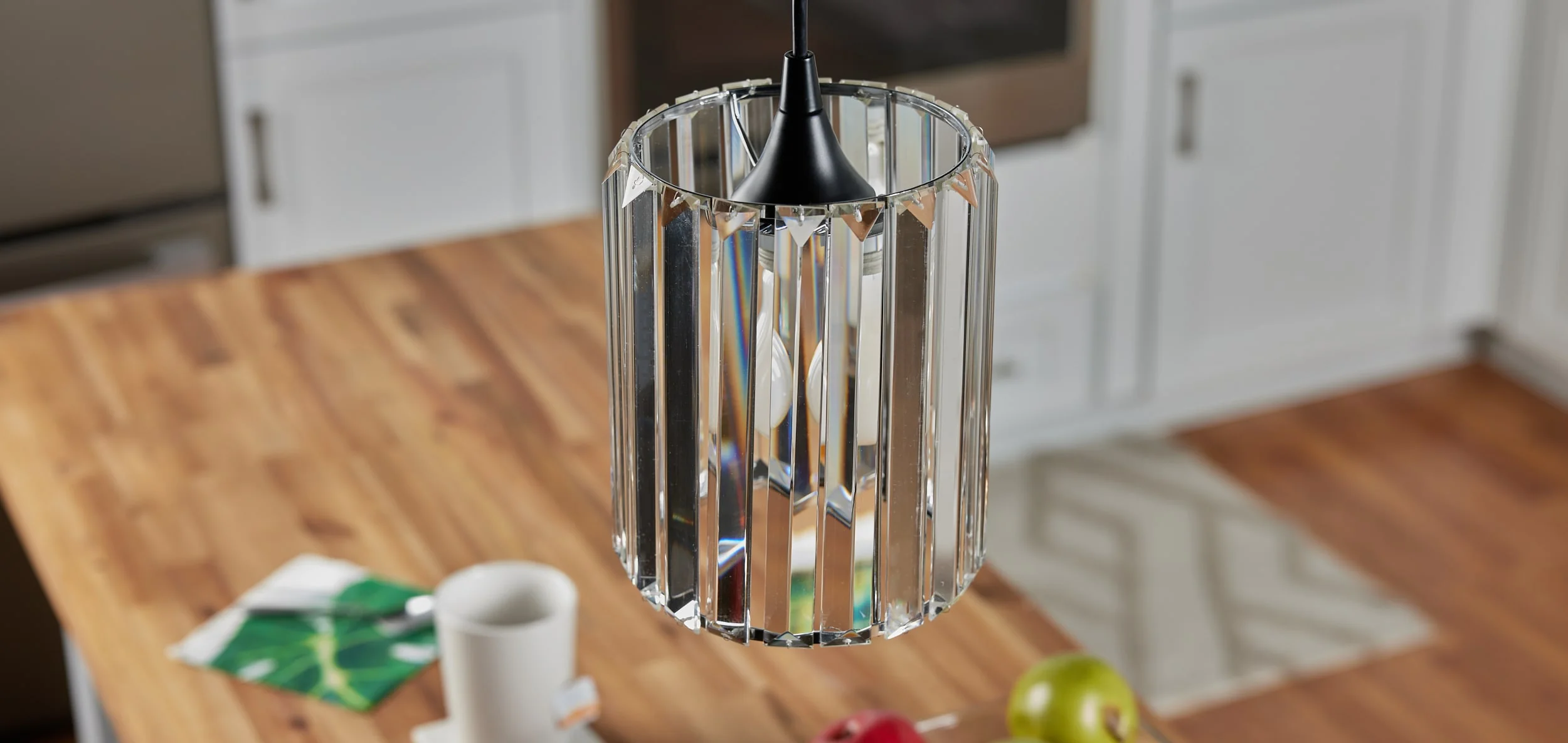 Portfolio 7.5-in H x 6-in W Clear and Chrome Crystal Cylinder Pendant Light Shade - Image 10
