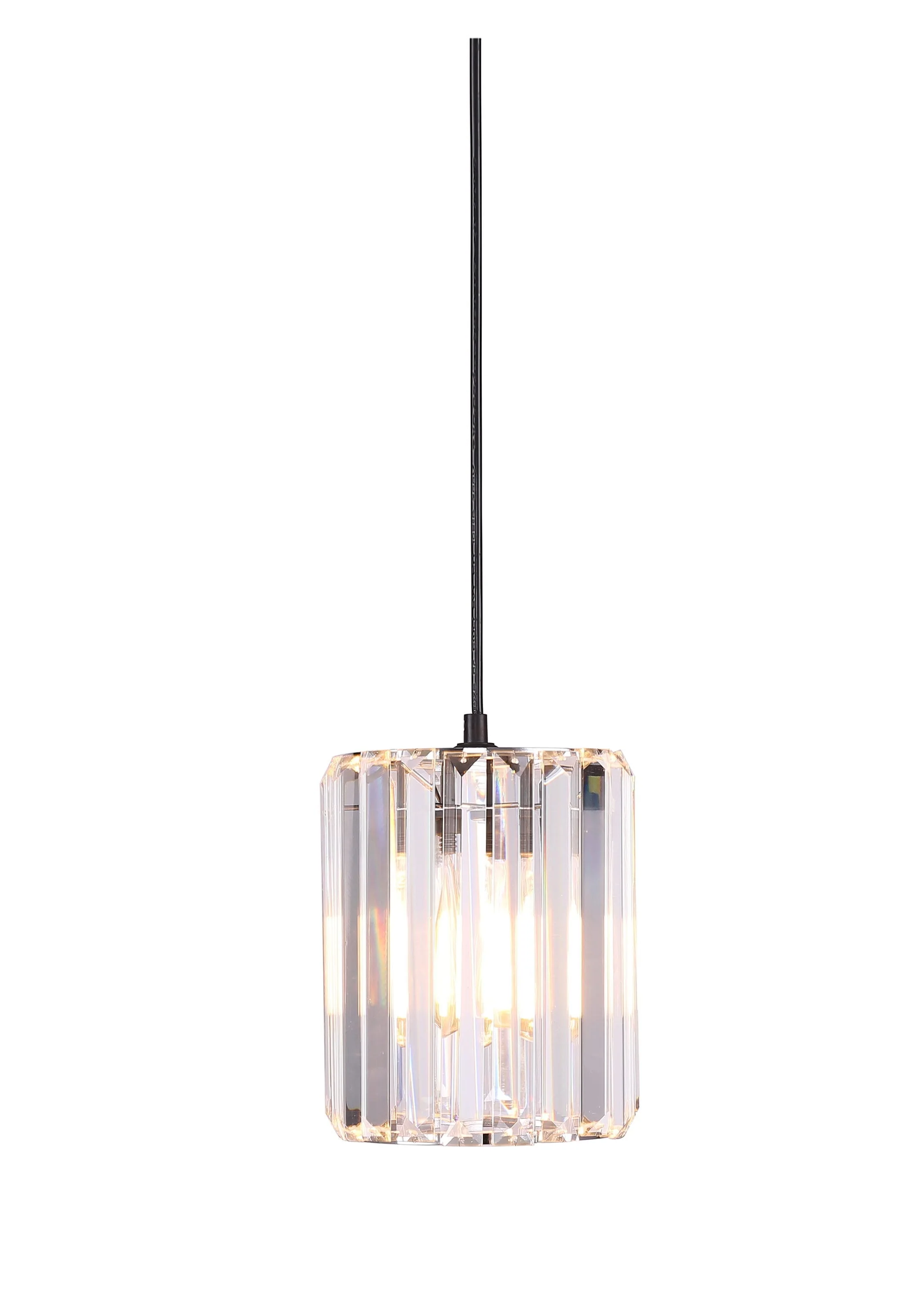 Portfolio 7.5-in H x 6-in W Clear and Chrome Crystal Cylinder Pendant Light Shade - Image 3
