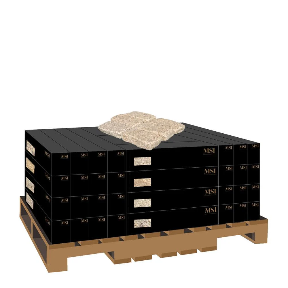 MSI Giallo Fantasia 4 in. x 8 in. Tumbled Granite Cobbles, 450 Pieces per Pallet - Image 12