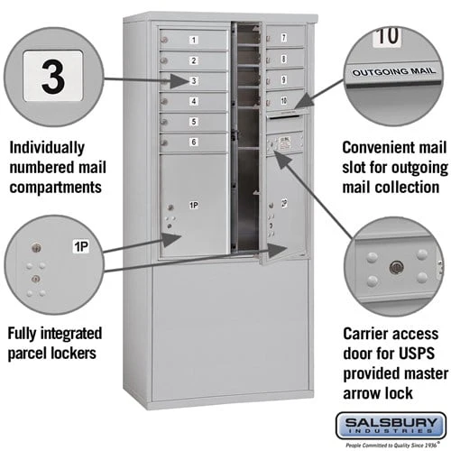 11-Door Free-Standing 4C Horizontal Mailbox with Parcel Lockers and USPS Access - Image 2