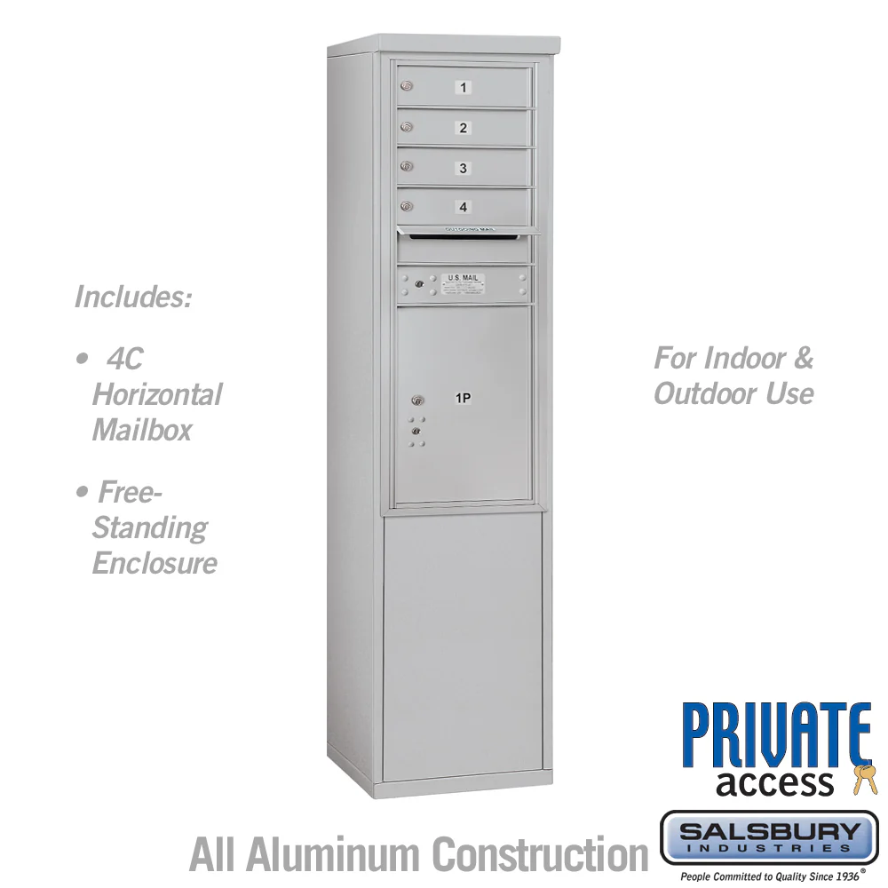 11-Door Free-Standing Mailbox with Parcel Locker, Aluminum, Private Access