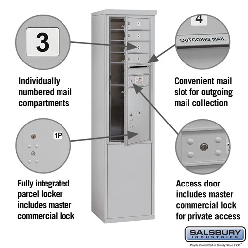 11-Door Free-Standing Mailbox with Parcel Locker, Aluminum, Private Access - Image 2