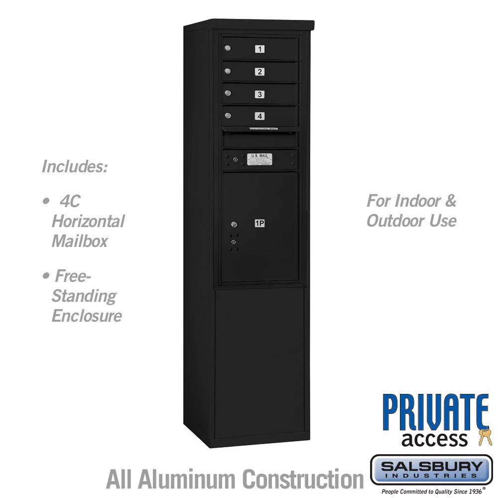 11-Door Free-Standing Mailbox with Parcel Locker in Black
