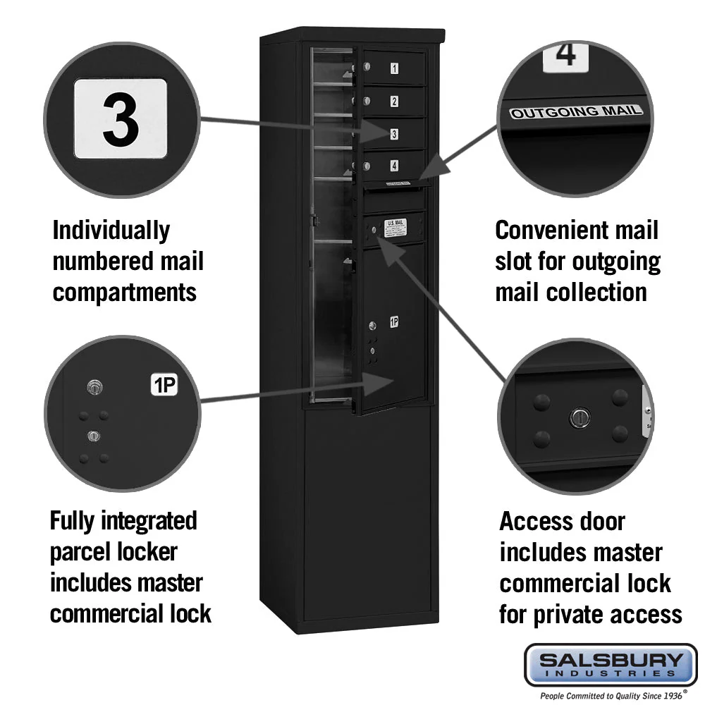 11-Door Free-Standing Mailbox with Parcel Locker in Black - Image 2