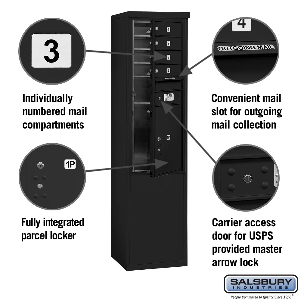 11-Door Free-Standing Mailbox with Parcel Locker in Black - Image 6