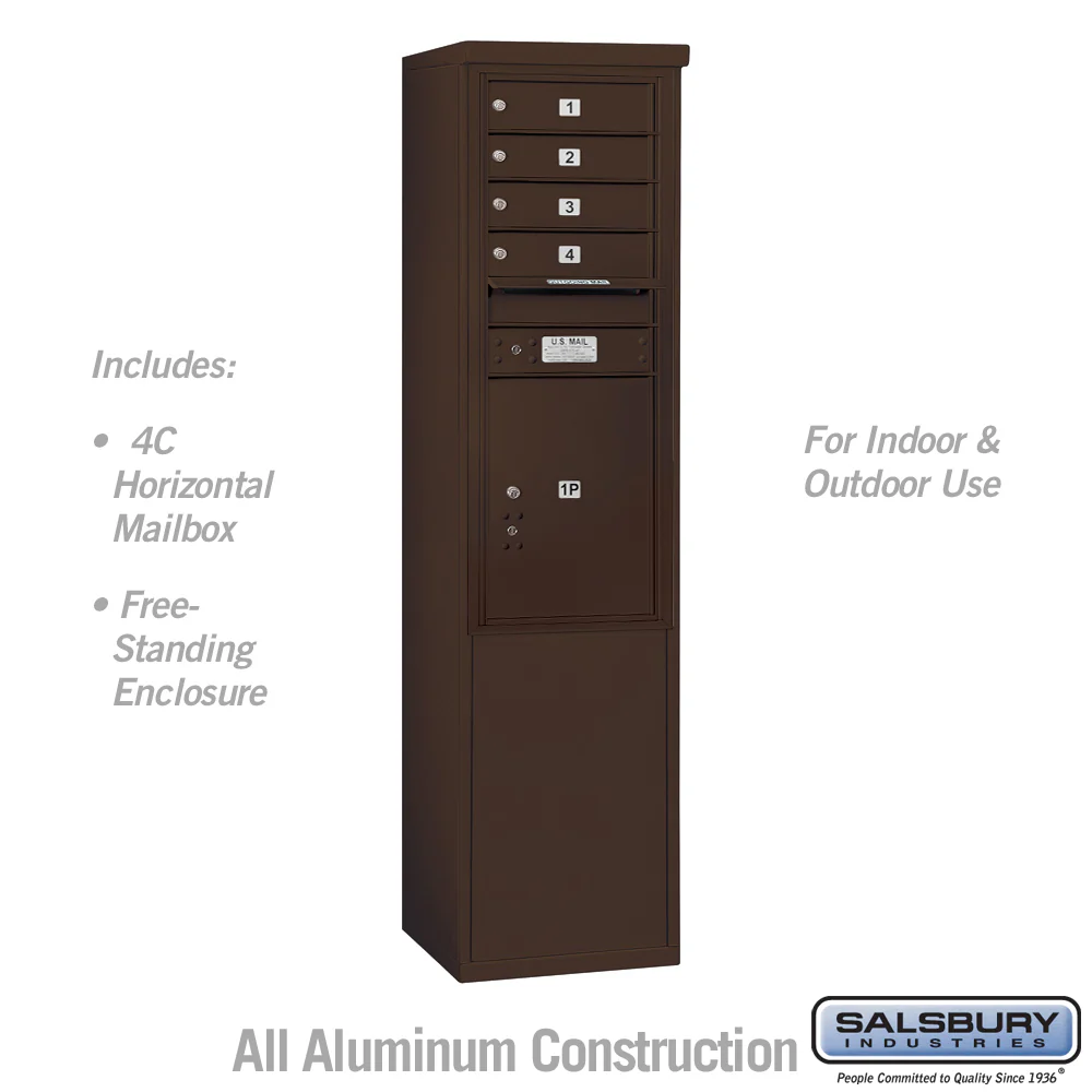 11-Door Free-Standing Mailbox with Parcel Locker in Bronze
