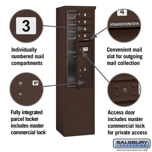 11-Door Free-Standing Mailbox with Parcel Locker in Bronze - Image 2