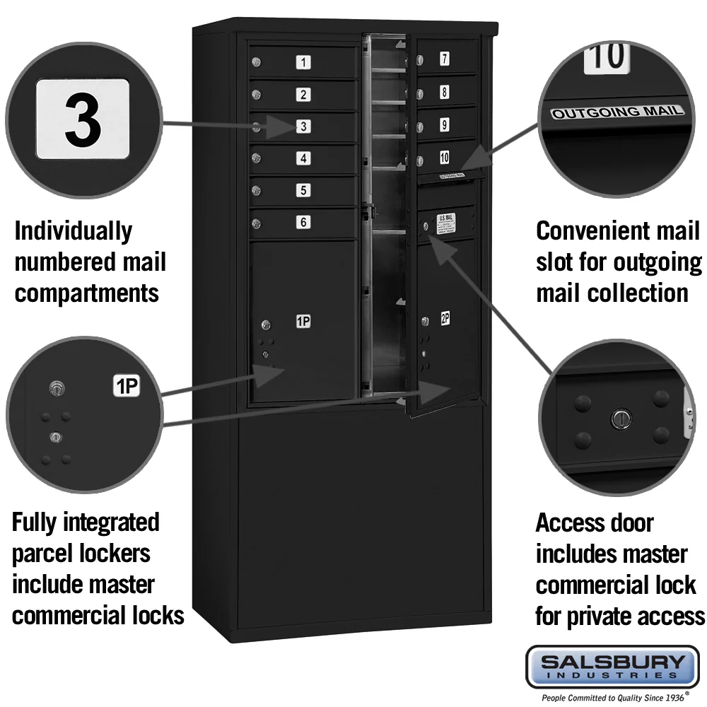 11-Door Free-Standing Mailbox with Parcel Lockers for Private Access - Image 2