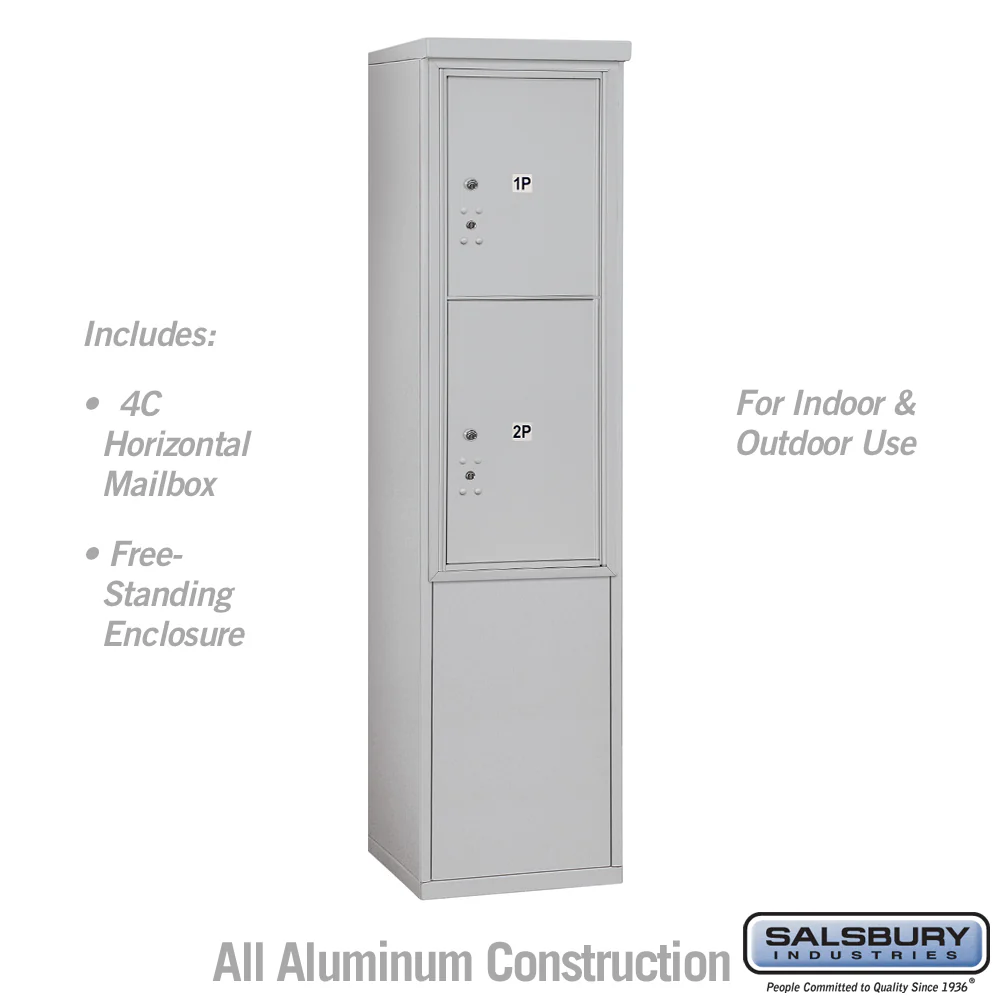 11 Door Free-Standing Parcel Locker with 2 Parcel Lockers, Aluminum, USPS Access