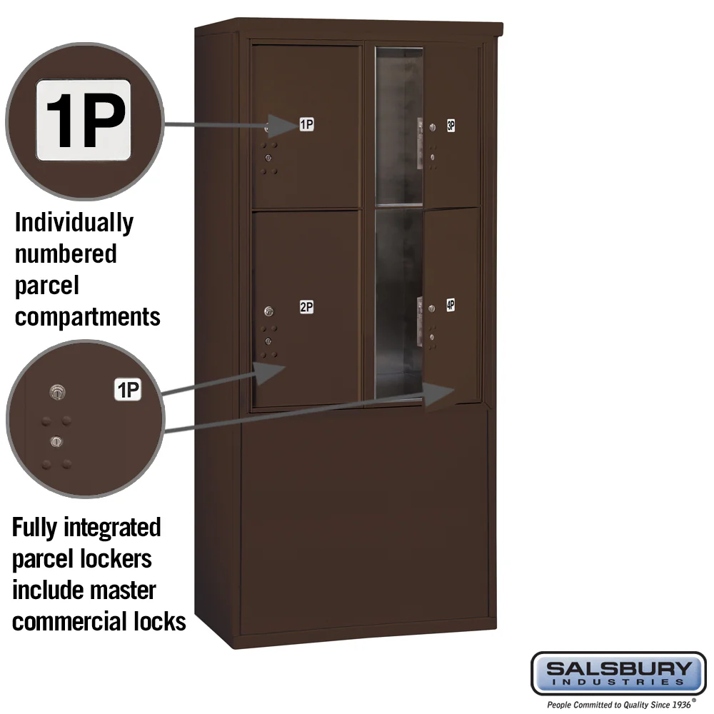 11-Door Free-Standing Parcel Locker with 4 Parcel Compartments in Bronze - Image 2