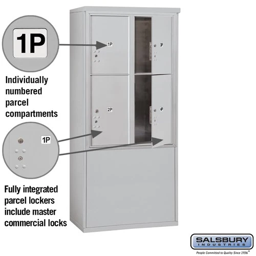 11-Door Free-Standing Parcel Locker with 4 Parcel Lockers in Aluminum - Image 2
