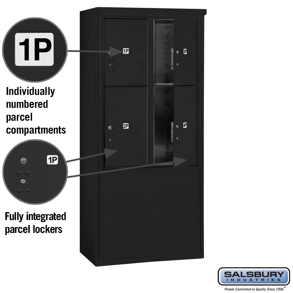 11-Door Free-Standing Parcel Locker with 4 Parcel Lockers in Black - Image 2