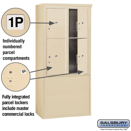 11-Door Free-Standing Parcel Locker with 4 Parcel Lockers in Sandstone - Image 2