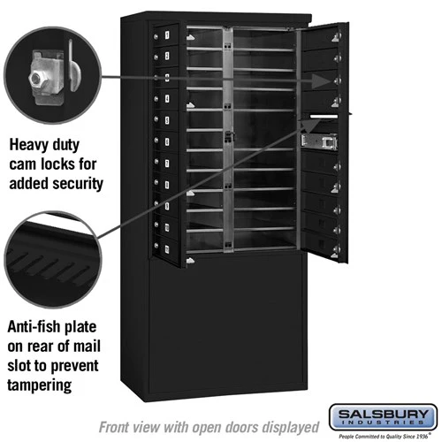 11 Door High Free-Standing 4C Horizontal Mailbox with 20 Doors in Black with USPS Access - Image 3