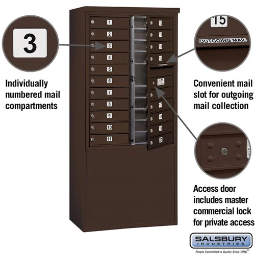11 Door High Free-Standing 4C Horizontal Mailbox with 20 Doors in Aluminum with Private Access - Image 6