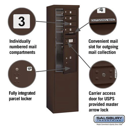 11-Door Free-Standing Mailbox with Parcel Locker in Bronze - Image 2