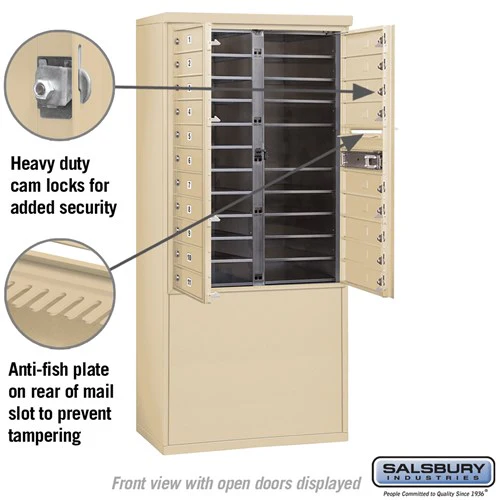 11 Door High Free-Standing 4C Horizontal Mailbox with 20 Doors in Sandstone with USPS Access - Image 3