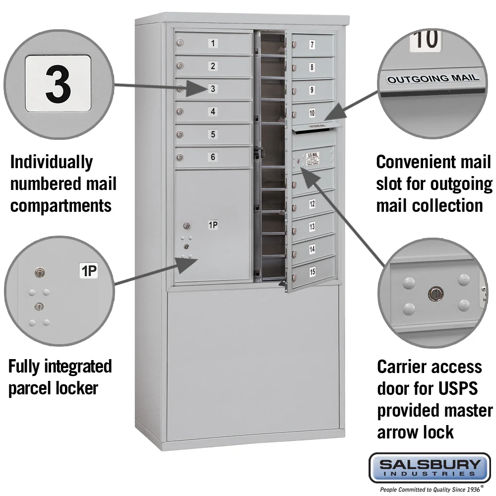 11 Door High Free-Standing 4C Horizontal Mailbox with Parcel Locker in Aluminum - Image 2