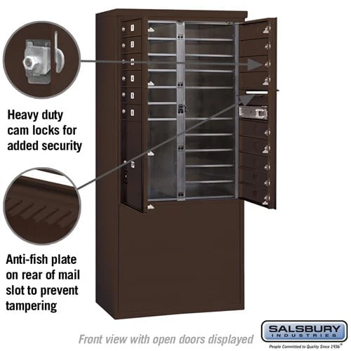 11 Door High Free-Standing 4C Horizontal Mailbox with Parcel Locker in Bronze - Image 3