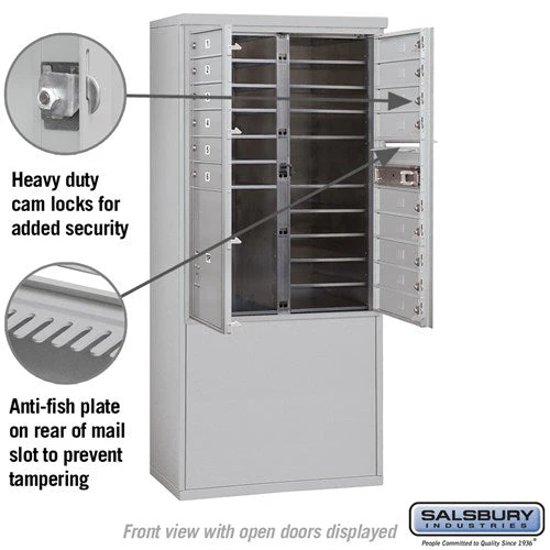 11 Door High Free-Standing 4C Horizontal Mailbox with 15 Doors and Parcel Locker in Aluminum - Image 3