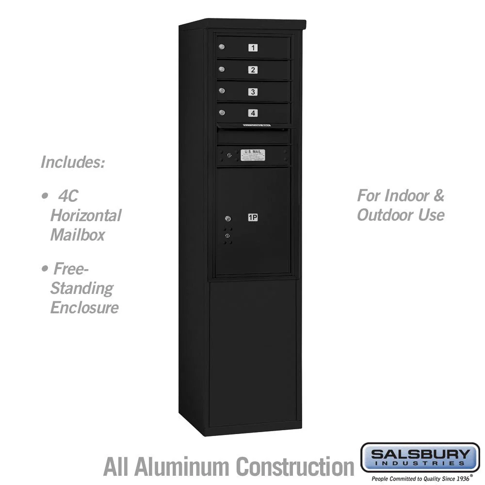 11-Door Free-Standing Mailbox with Parcel Locker in Black