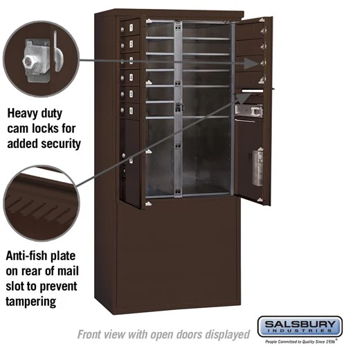 11 Door High Free-Standing 4C Horizontal Mailbox with Parcel Lockers in Bronze - Image 3