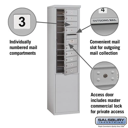 11 Door High Free-Standing 4C Horizontal Mailbox with Private Access - Image 2