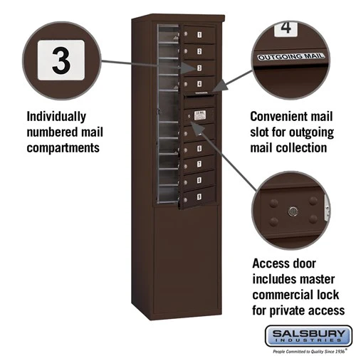 11 Door High Free-Standing 4C Horizontal Mailbox with Private Access in Bronze - Image 2