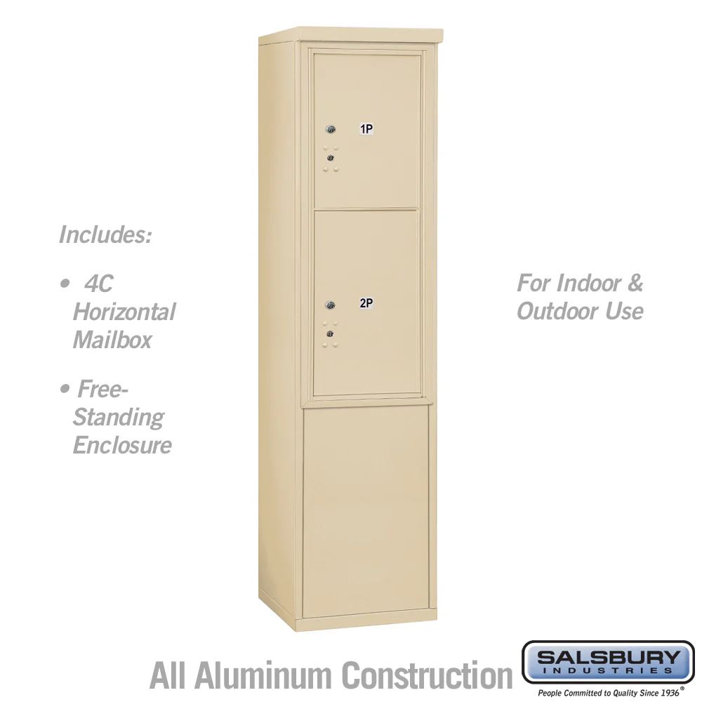 11 Door High Free-Standing Parcel Locker with 2 Parcel Lockers in Sandstone with USPS Access
