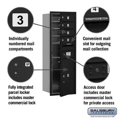 11-Door High Recessed Mailbox with Parcel Locker - Black, Private Access - Image 2