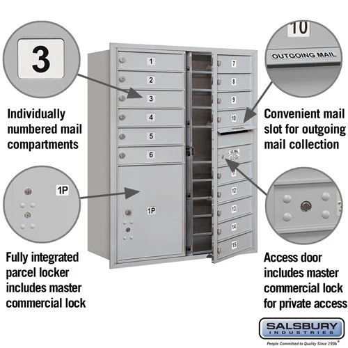 11 Door High Recessed Mounted 4C Horizontal Mailbox with 15 Compartments and Parcel Locker - Private Access - Image 2