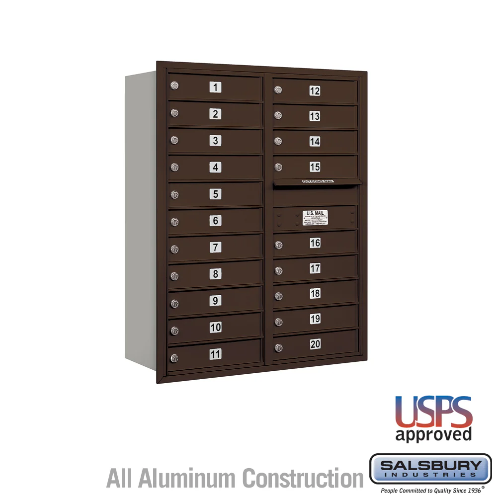 11-Door High Recessed Mounted 4C Horizontal Mailbox with Parcel Locker - Bronze, Rear Loading - Image 4