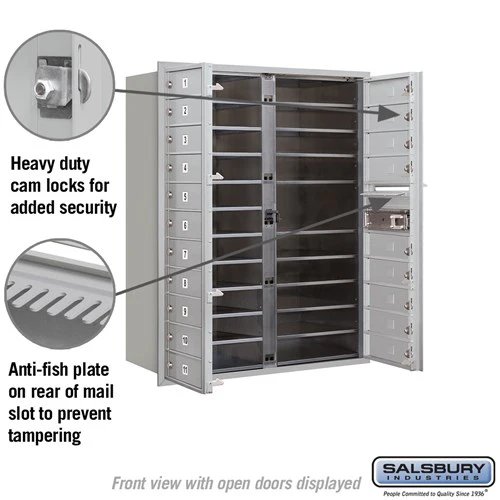 11 Door High Recessed Mounted 4C Horizontal Mailbox with 20 Doors in Aluminum - Private Access - Image 3