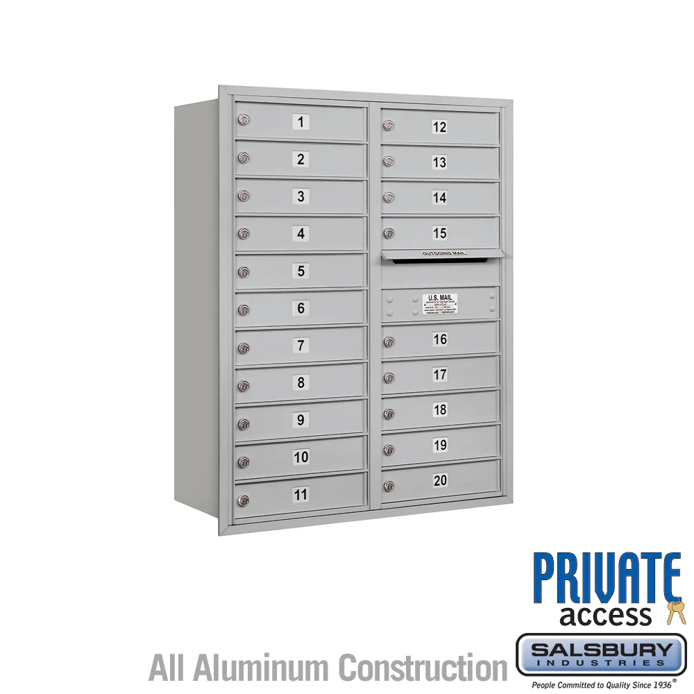 11 Door High Recessed Mounted 4C Horizontal Mailbox with 20 Doors - Rear Loading - Image 4