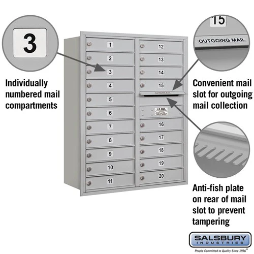 11 Door High Recessed Mounted 4C Horizontal Mailbox with 20 Doors - Rear Loading - Image 5